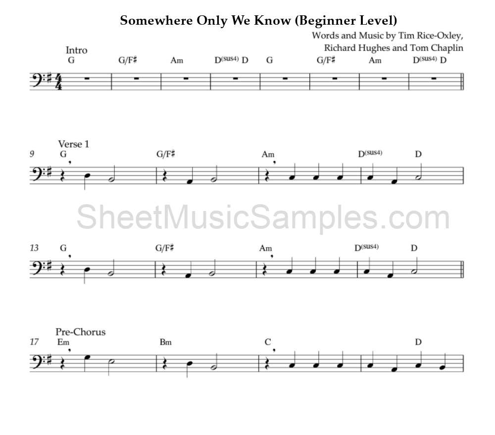 Somewhere Only We Know (Beginner Level)