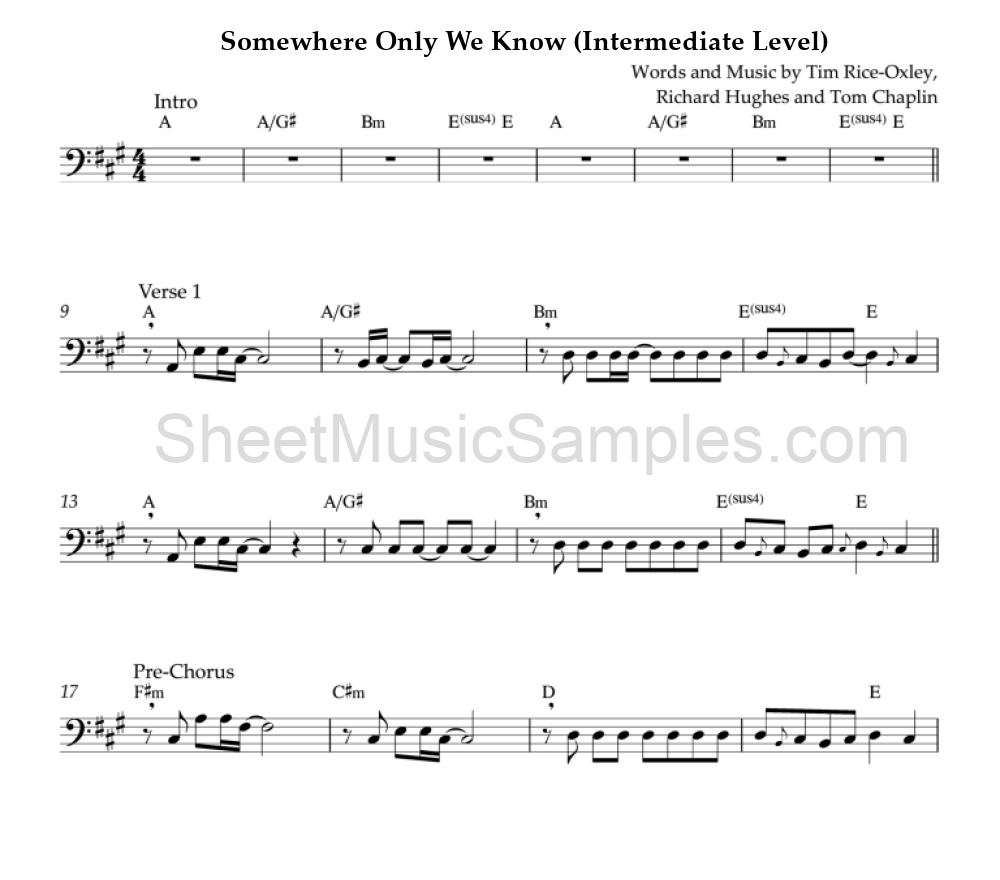 Somewhere Only We Know (Intermediate Level)