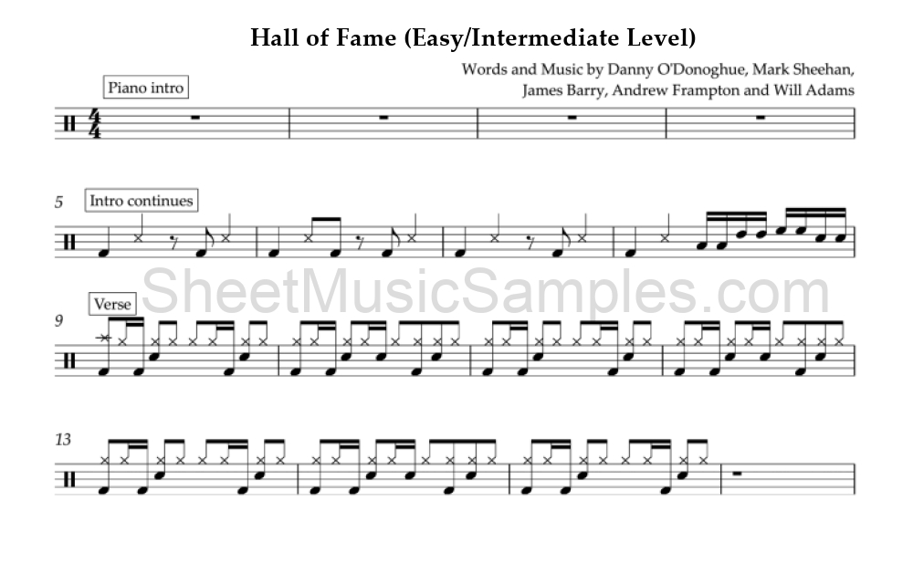 Hall of Fame (Easy/Intermediate Level)