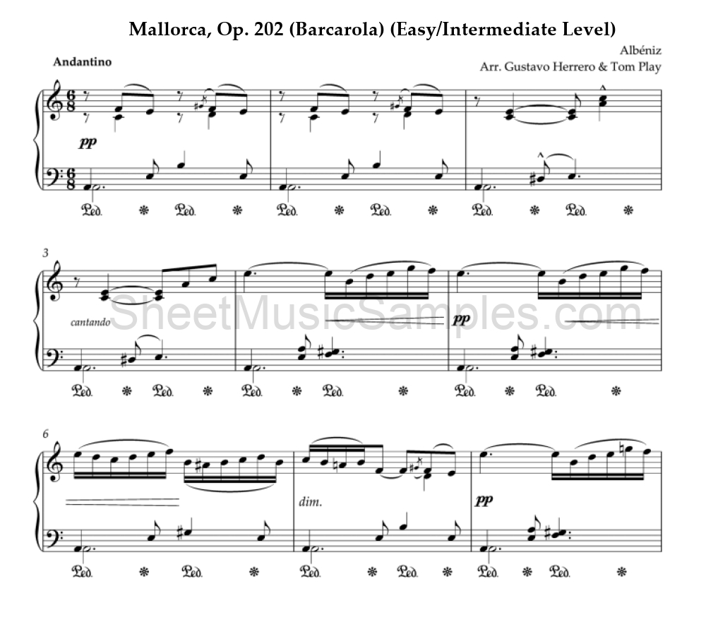 Mallorca, Op. 202 (Barcarola) (Easy/Intermediate Level)