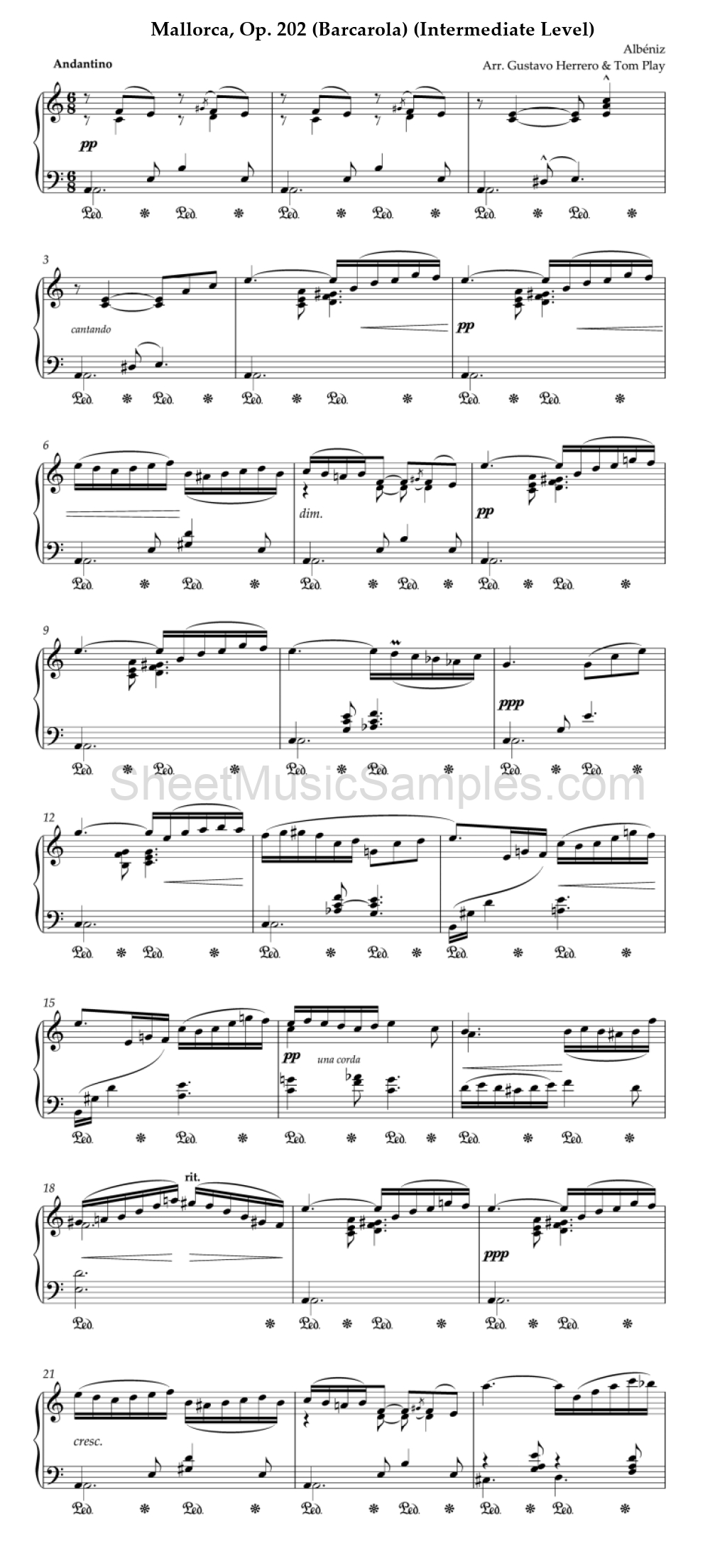 Mallorca, Op. 202 (Barcarola) (Intermediate Level)