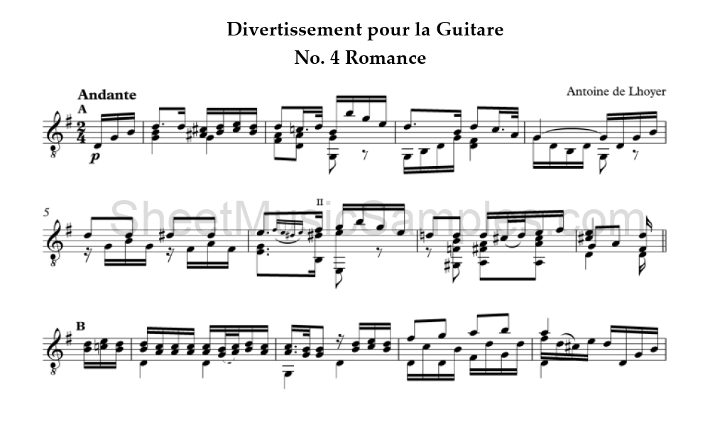 Divertissement pour la Guitare - No. 4 Romance