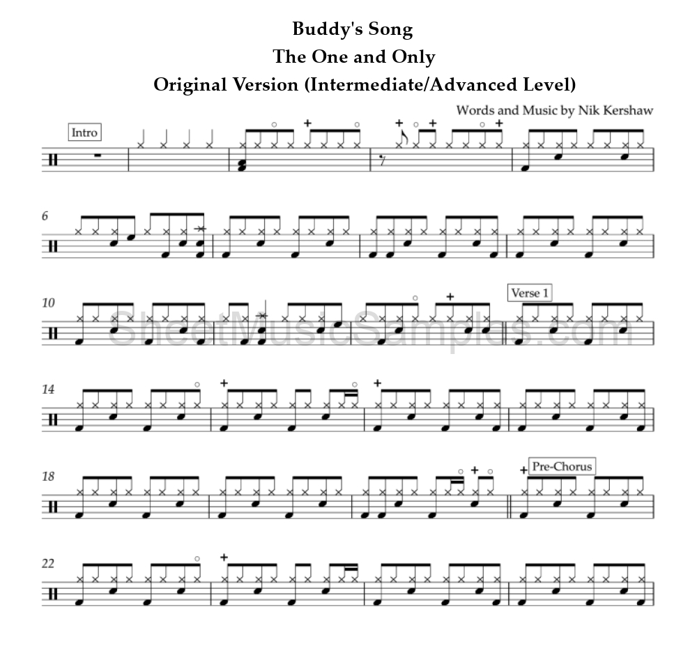 Buddy's Song - The One and Only - Original Version (Intermediate/Advanced Level)