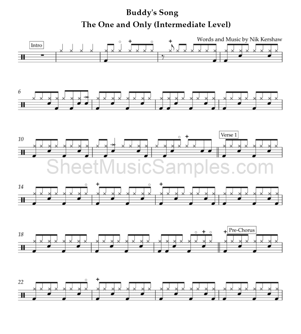 Buddy's Song - The One and Only (Intermediate Level)