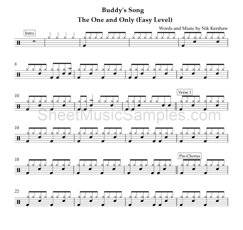 Buddy's Song - The One and Only (Easy Level)