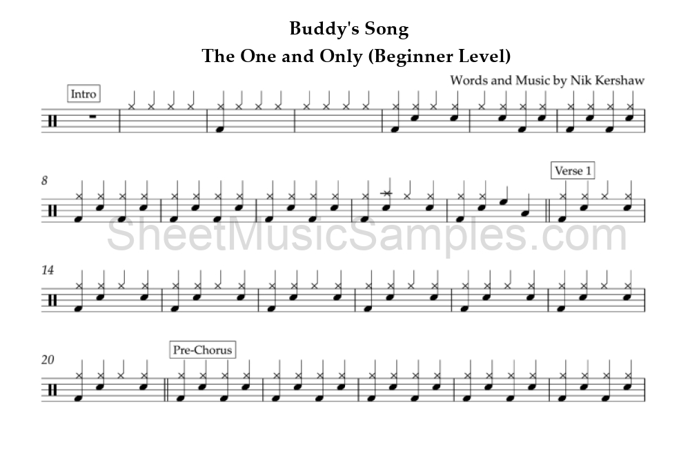 Buddy's Song - The One and Only (Beginner Level)