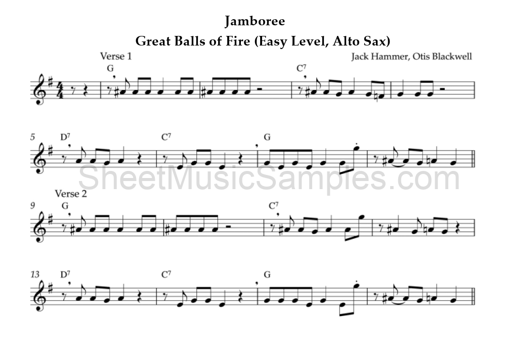 Jamboree - Great Balls of Fire (Easy Level, Alto Sax)