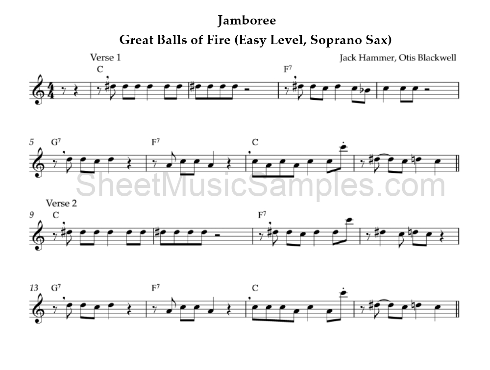 Jamboree - Great Balls of Fire (Easy Level, Soprano Sax)