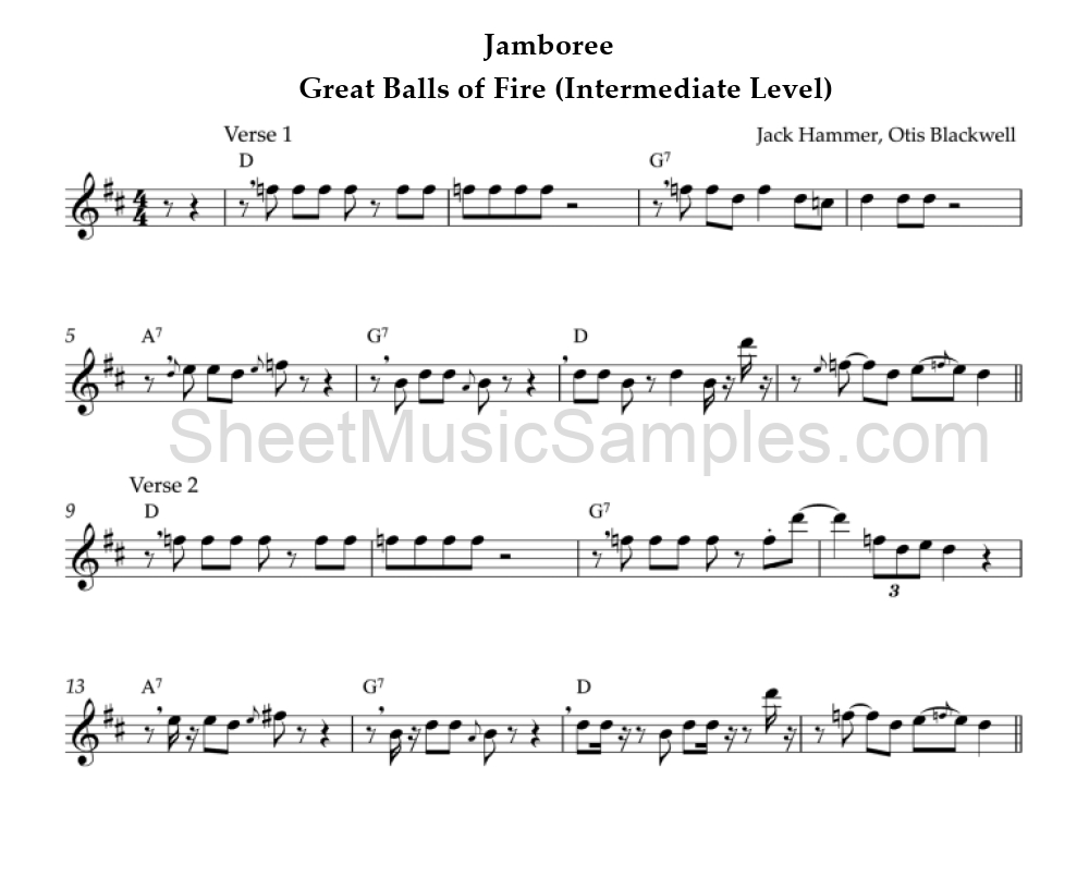 Jamboree - Great Balls of Fire (Intermediate Level)