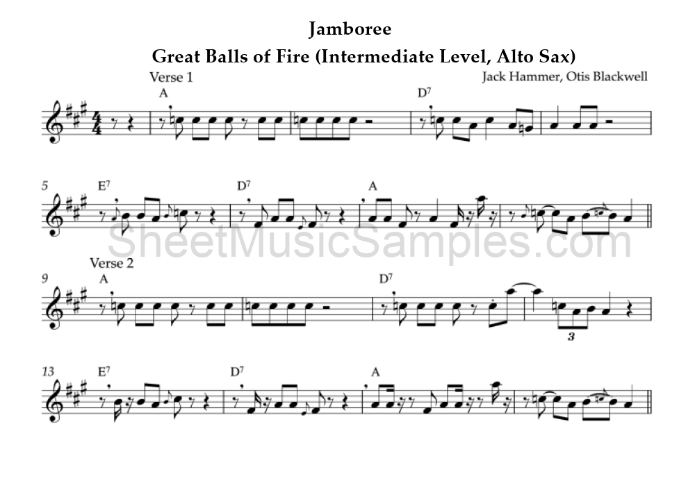 Jamboree - Great Balls of Fire (Intermediate Level, Alto Sax)