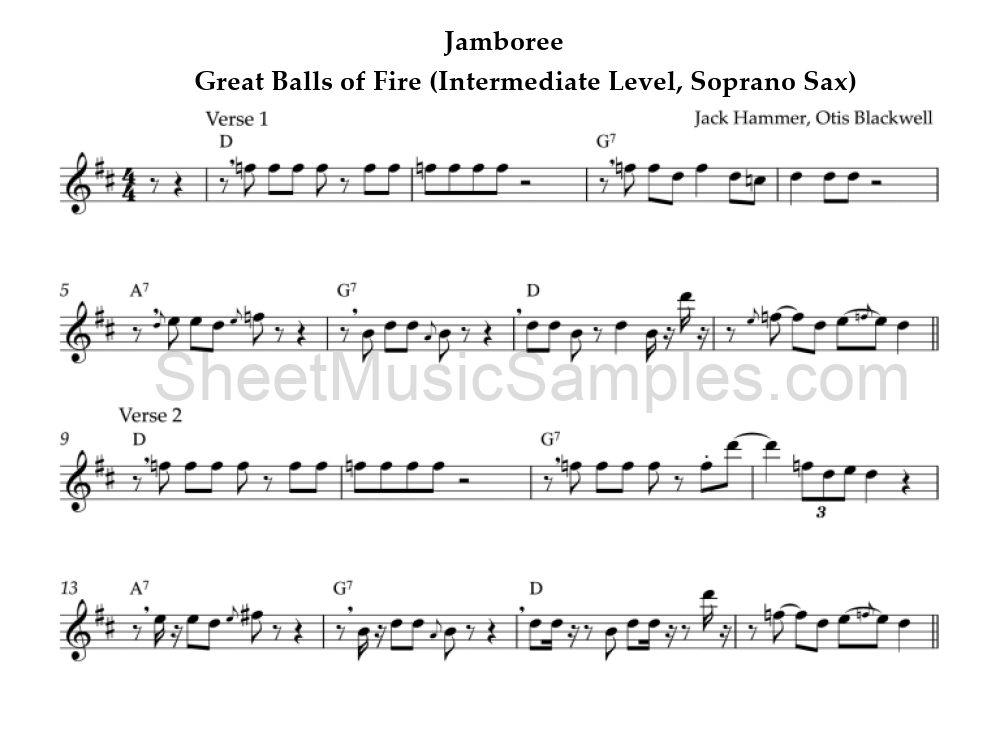 Jamboree - Great Balls of Fire (Intermediate Level, Soprano Sax)