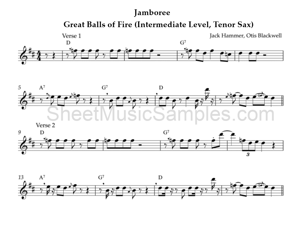 Jamboree - Great Balls of Fire (Intermediate Level, Tenor Sax)