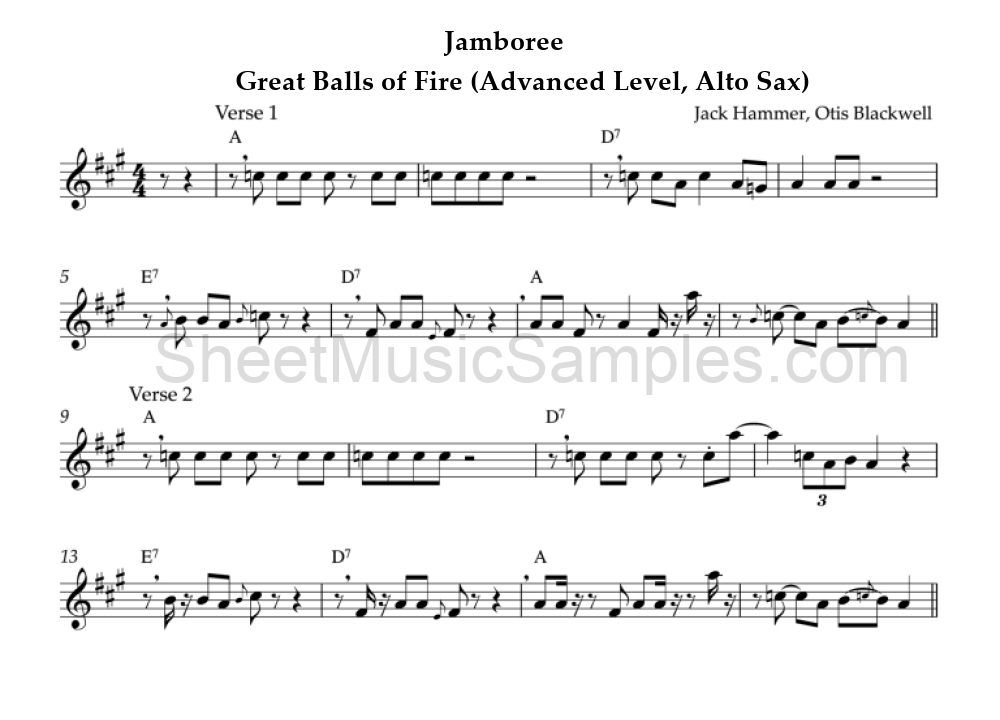 Jamboree - Great Balls of Fire (Advanced Level, Alto Sax)