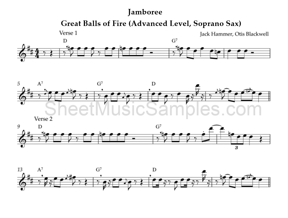 Jamboree - Great Balls of Fire (Advanced Level, Soprano Sax)