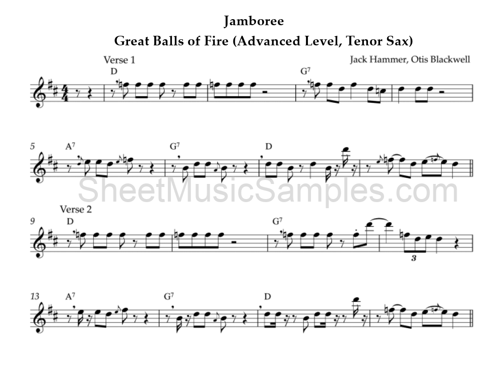 Jamboree - Great Balls of Fire (Advanced Level, Tenor Sax)