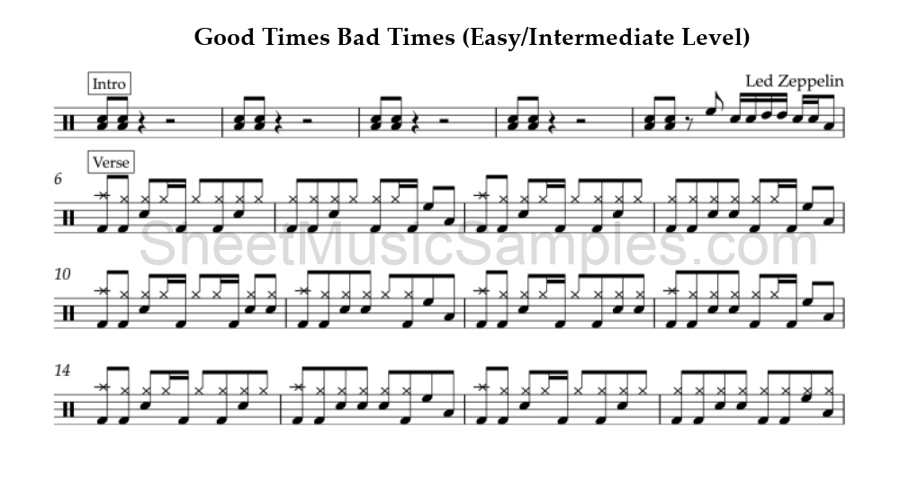 Good Times Bad Times (Easy/Intermediate Level)