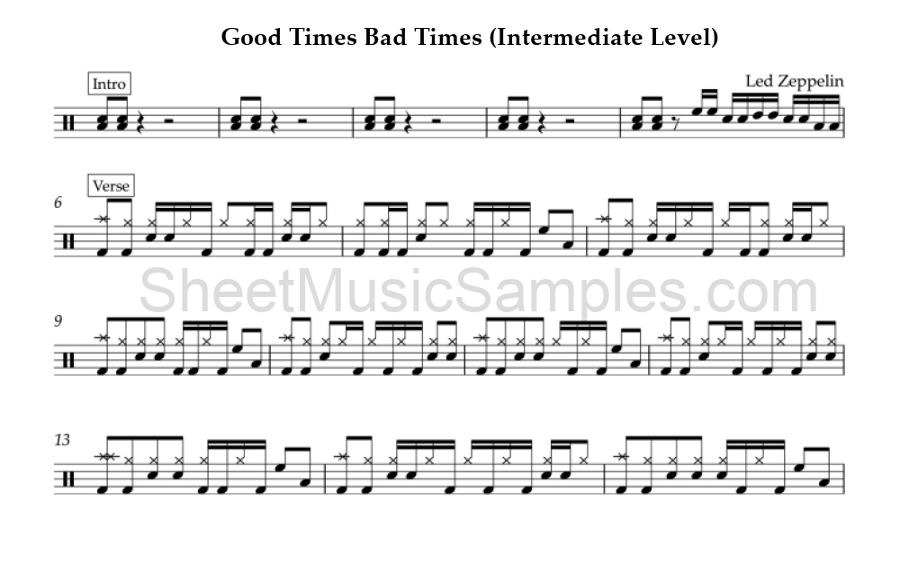 Good Times Bad Times (Intermediate Level)