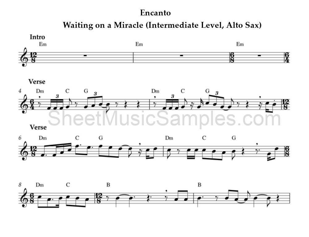 Encanto - Waiting on a Miracle (Intermediate Level, Alto Sax)