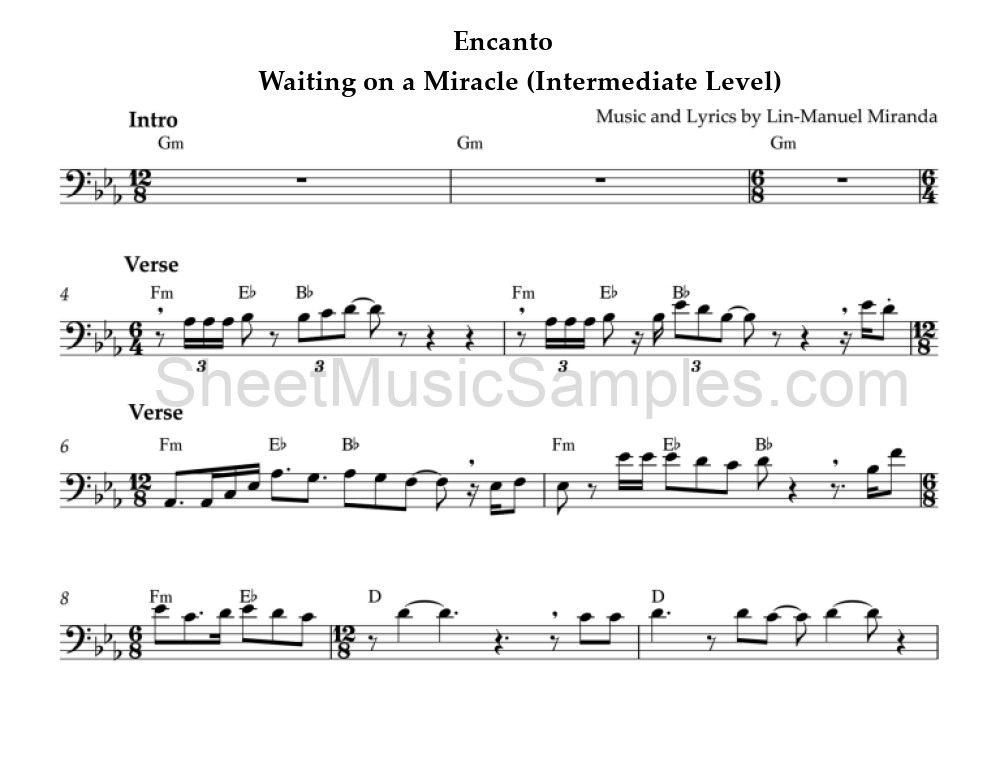 Encanto - Waiting on a Miracle (Intermediate Level)