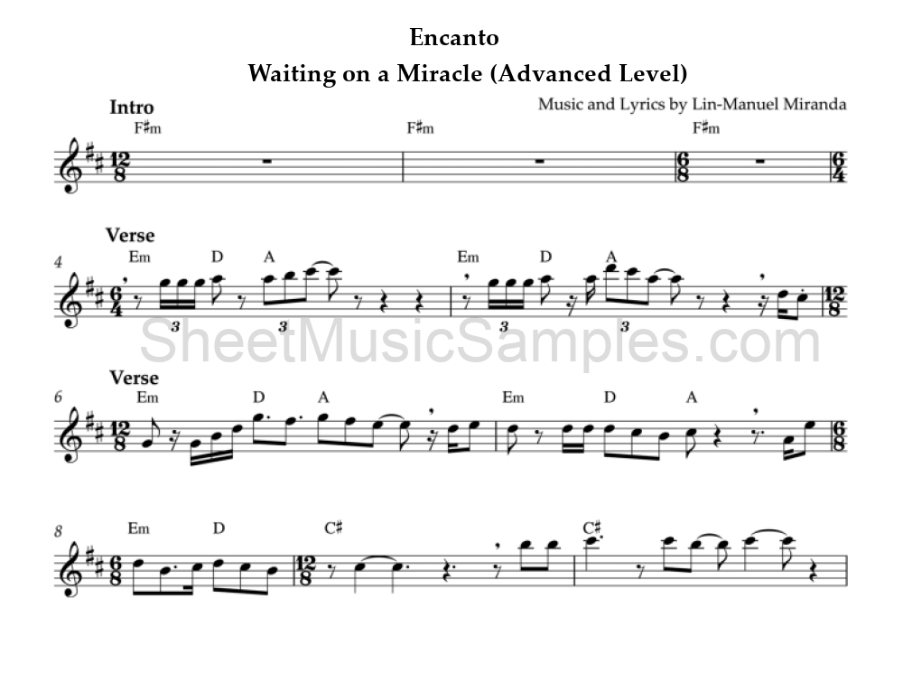 Encanto - Waiting on a Miracle (Advanced Level)