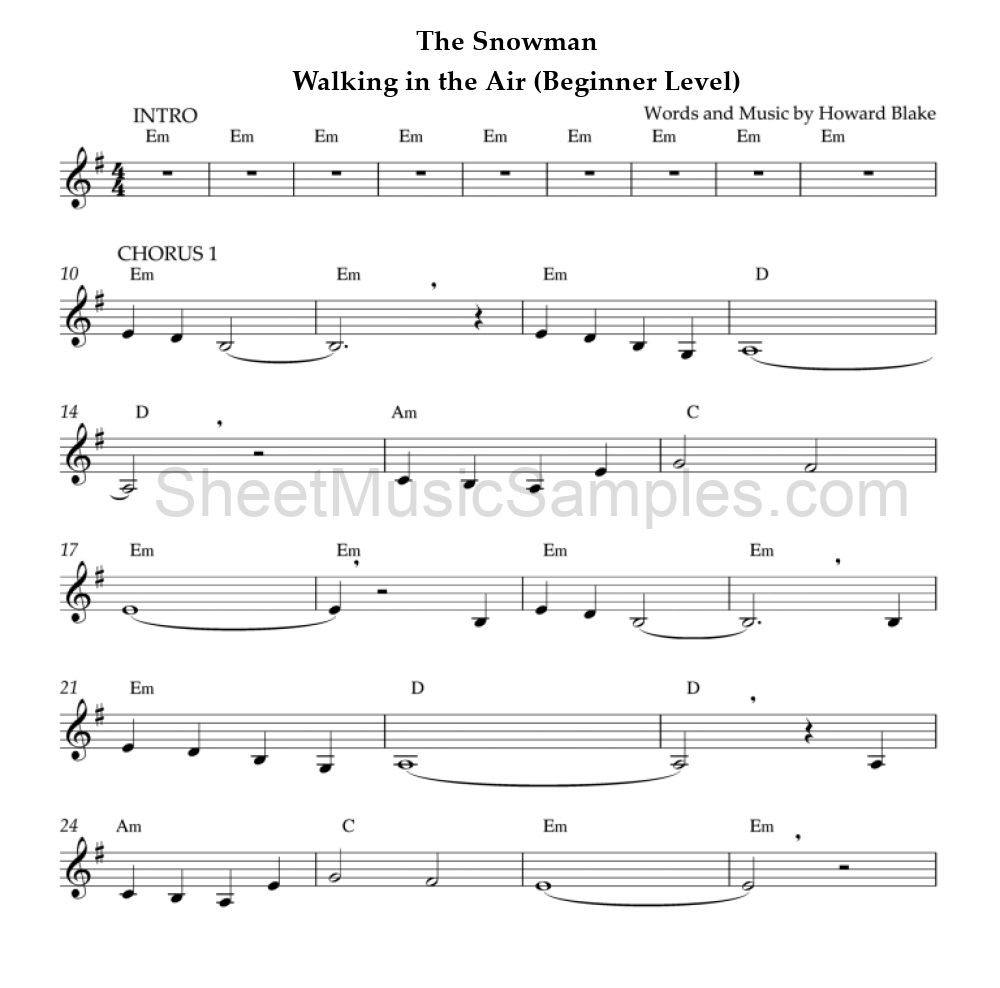 The Snowman - Walking in the Air (Beginner Level)