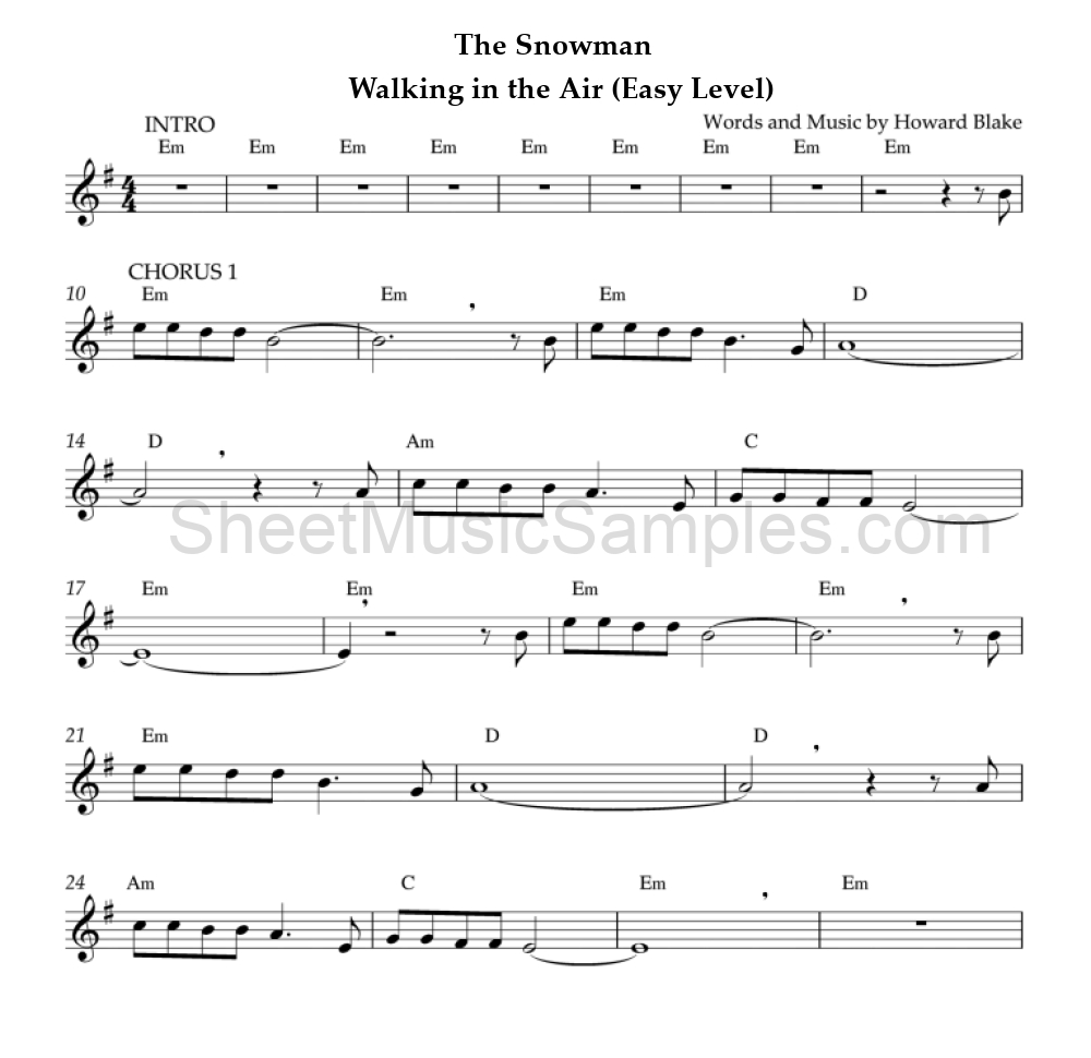 The Snowman - Walking in the Air (Easy Level)