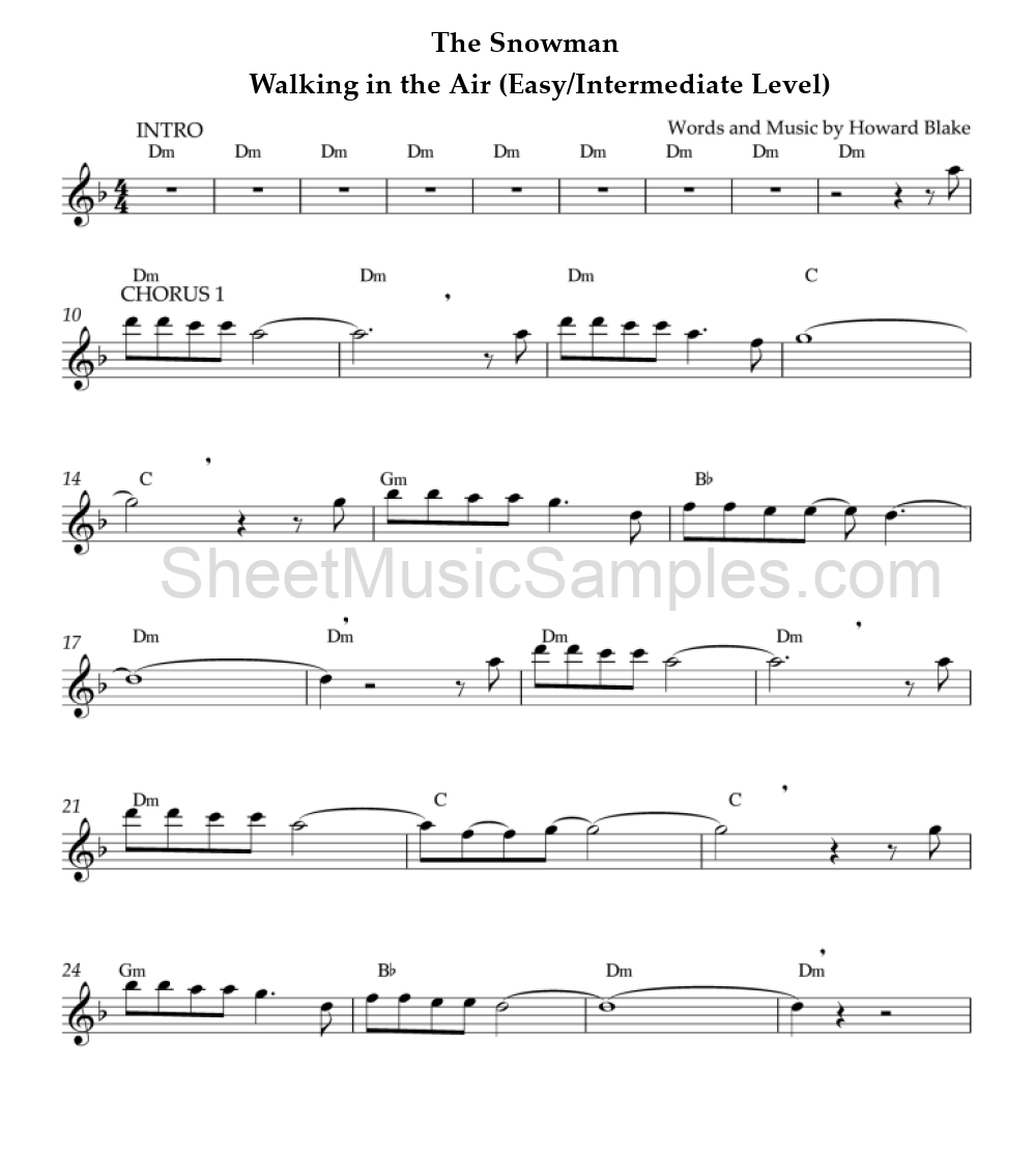 The Snowman - Walking in the Air (Easy/Intermediate Level)