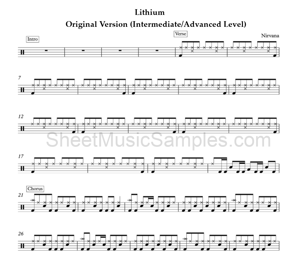 Lithium - Original Version (Intermediate/Advanced Level)