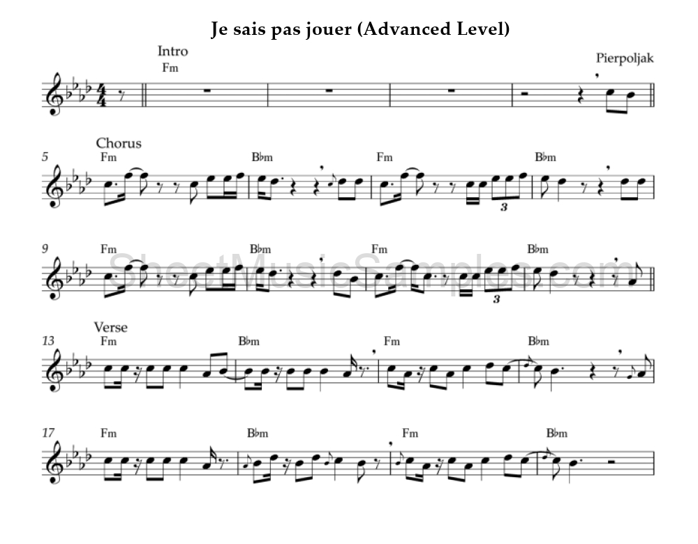 Je sais pas jouer (Advanced Level)