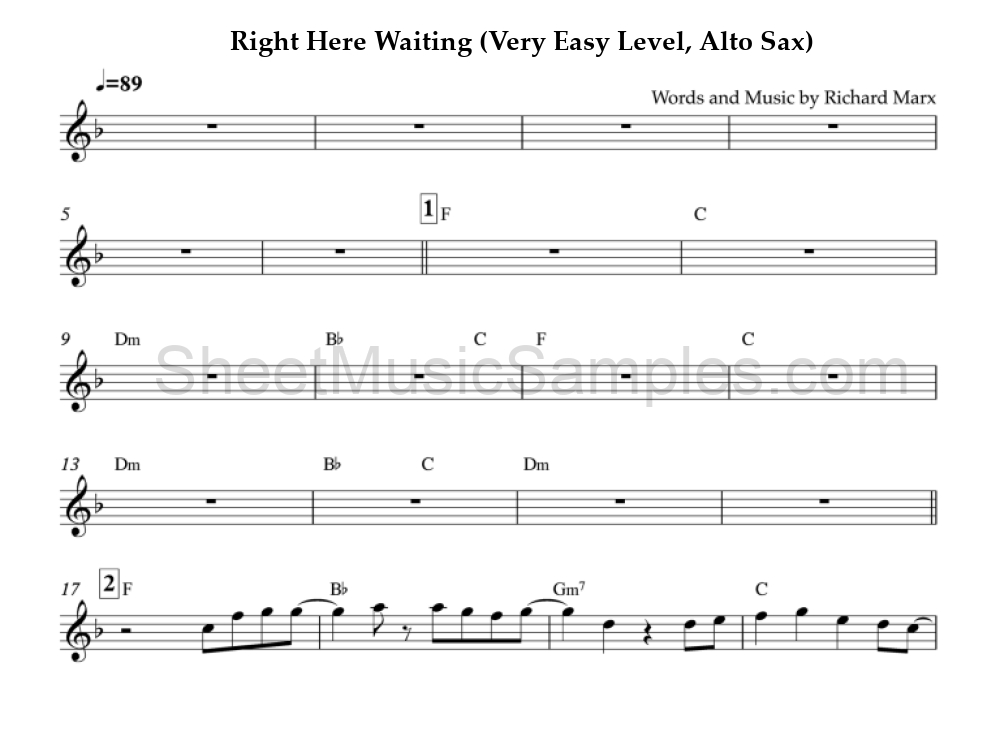 Right Here Waiting (Very Easy Level, Alto Sax)