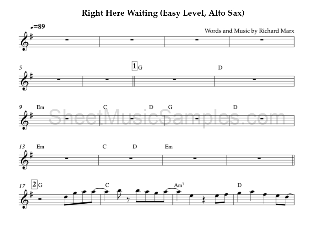 Right Here Waiting (Easy Level, Alto Sax)