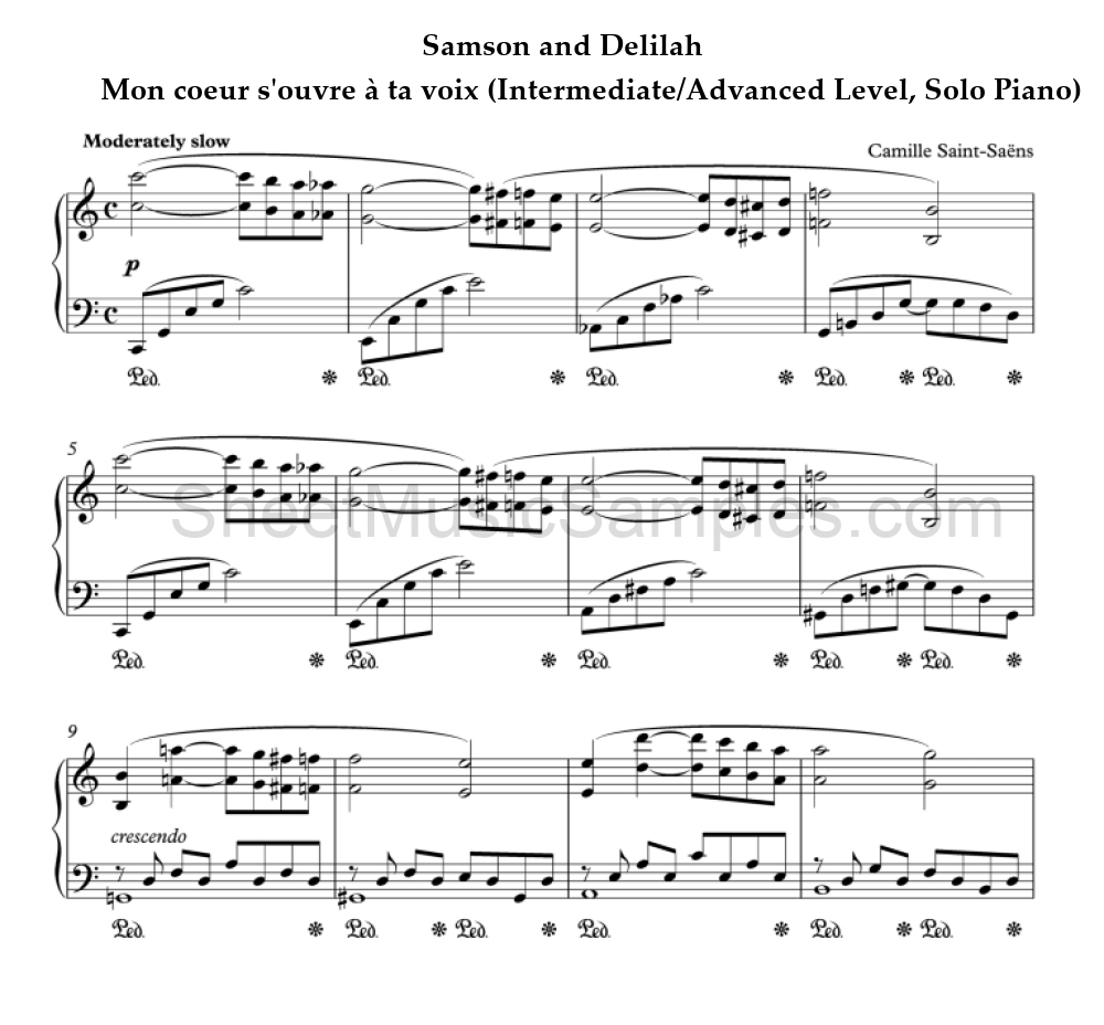 Samson and Delilah - Mon coeur s'ouvre à ta voix (Intermediate/Advanced Level, Solo Piano)