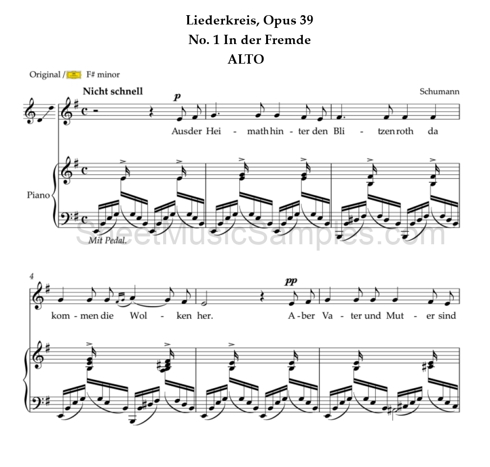 Liederkreis, Opus 39 - No. 1 In der Fremde - ALTO