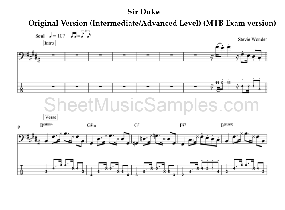 Sir Duke - Original Version (Intermediate/Advanced Level) (MTB Exam version)