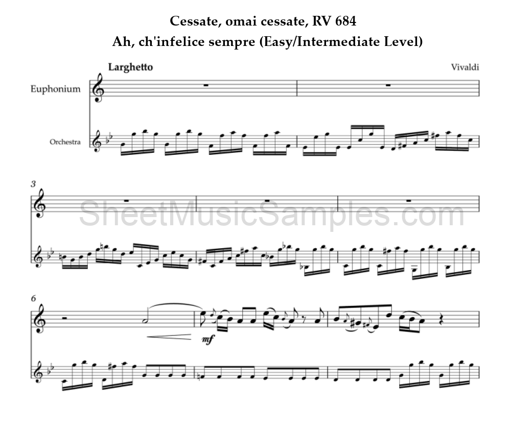 Cessate, omai cessate, RV 684 - Ah, ch'infelice sempre (Easy/Intermediate Level)