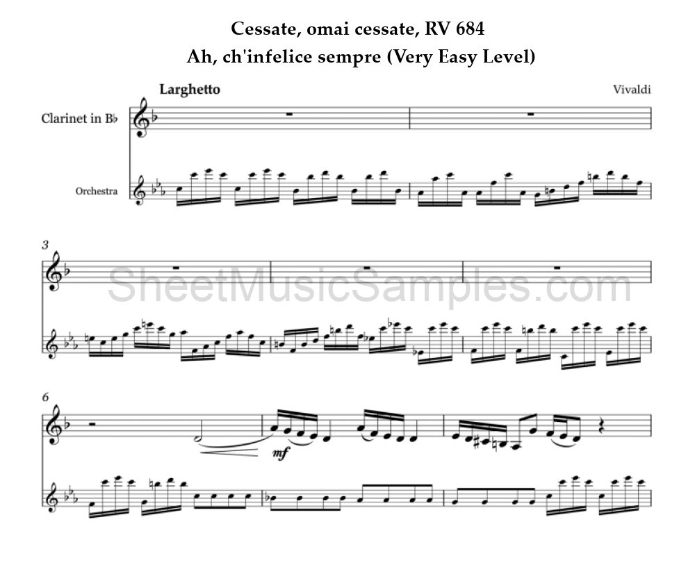 Cessate, omai cessate, RV 684 - Ah, ch'infelice sempre (Very Easy Level)