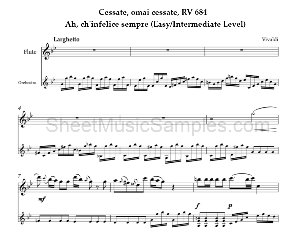 Cessate, omai cessate, RV 684 - Ah, ch'infelice sempre (Easy/Intermediate Level)