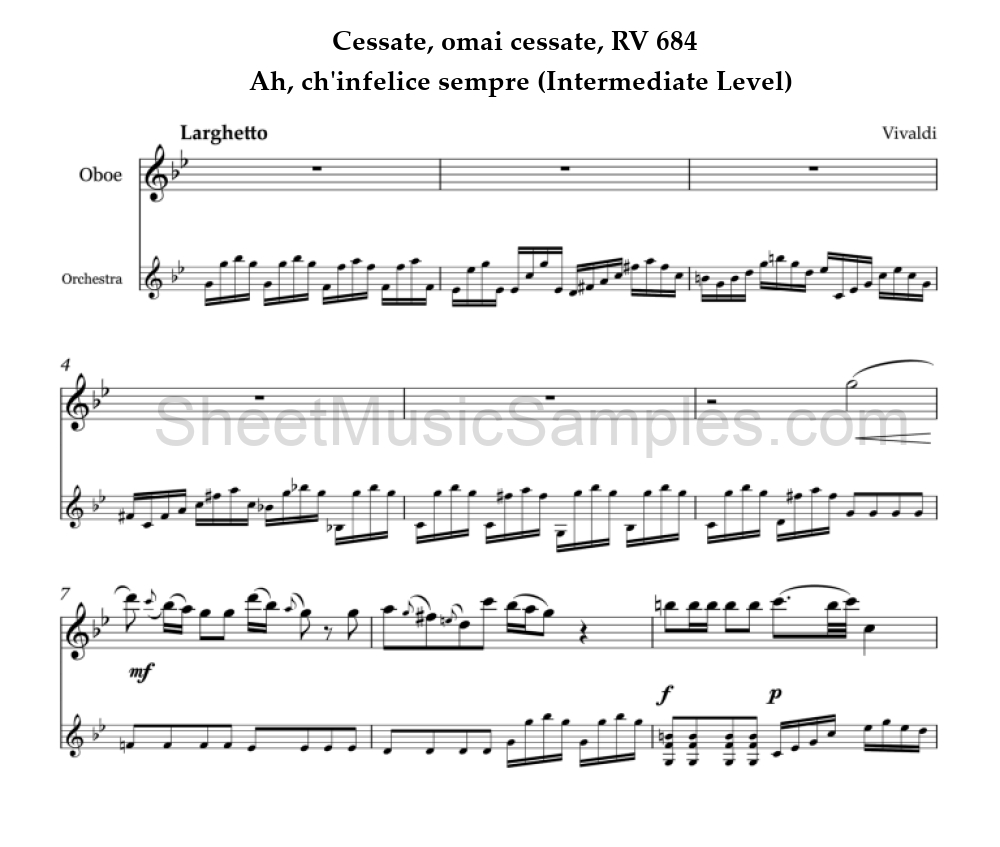 Cessate, omai cessate, RV 684 - Ah, ch'infelice sempre (Intermediate Level)