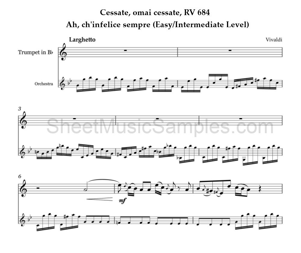 Cessate, omai cessate, RV 684 - Ah, ch'infelice sempre (Easy/Intermediate Level)