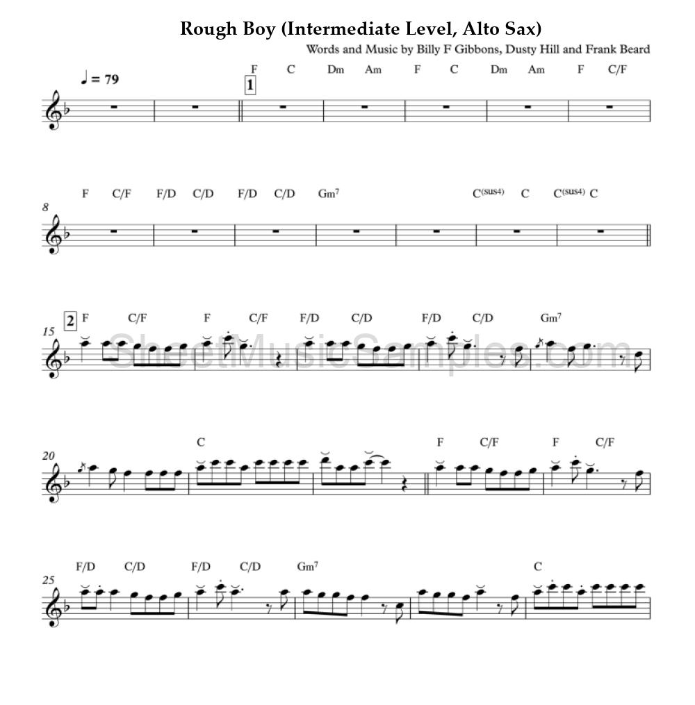 Rough Boy (Intermediate Level, Alto Sax)