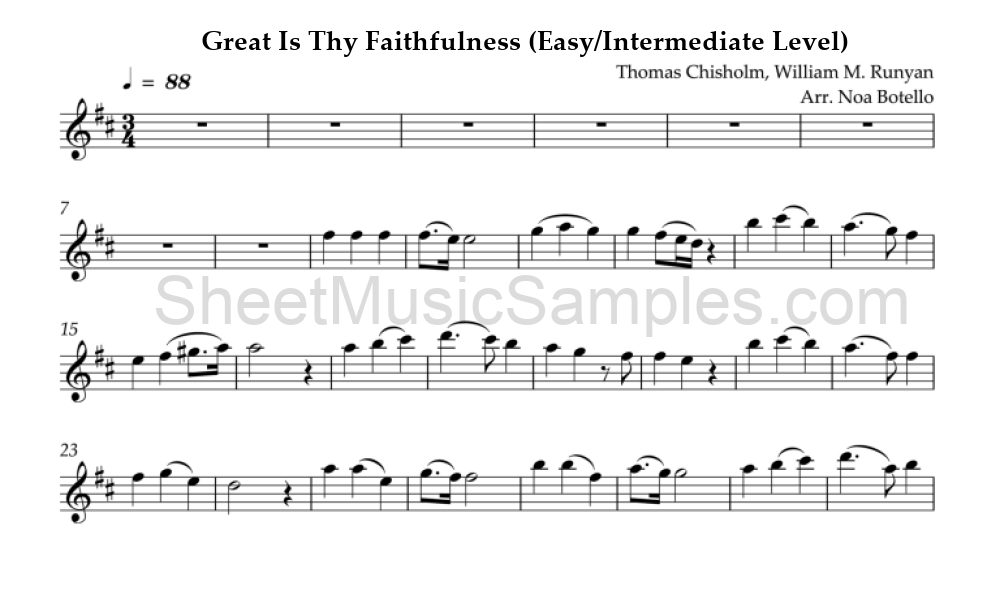 Great Is Thy Faithfulness (Easy/Intermediate Level)