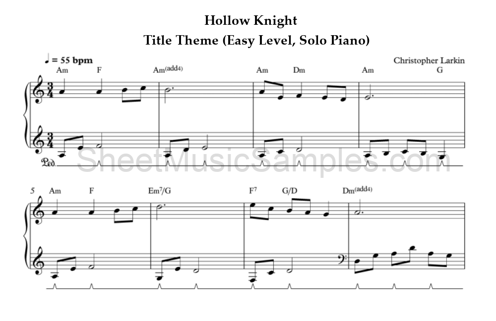 Hollow Knight - Title Theme (Easy Level, Solo Piano)