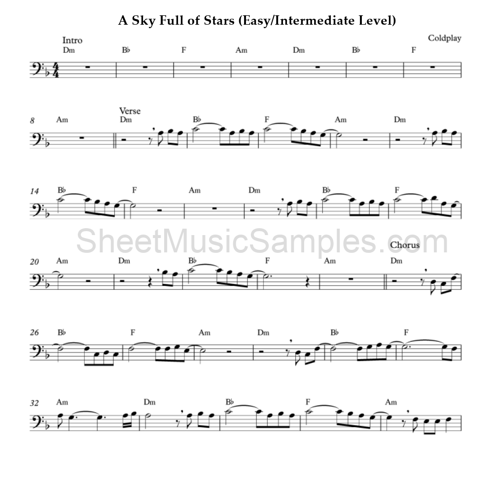A Sky Full of Stars (Easy/Intermediate Level)