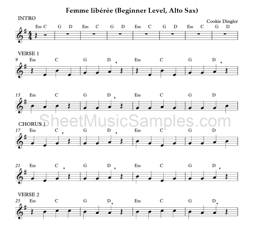 Femme libérée (Beginner Level, Alto Sax)