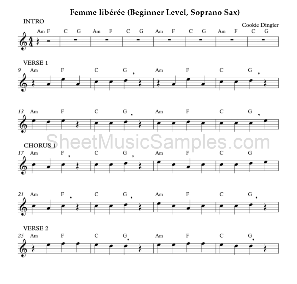 Femme libérée (Beginner Level, Soprano Sax)