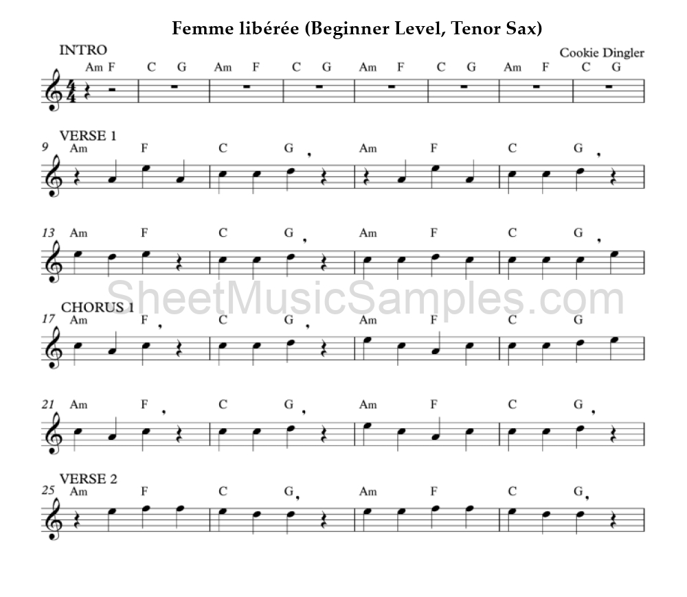 Femme libérée (Beginner Level, Tenor Sax)