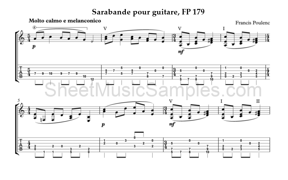 Sarabande pour guitare, FP 179