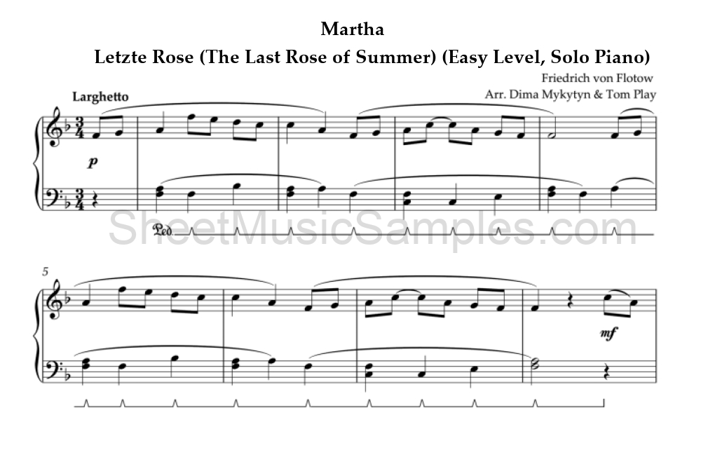 Martha - Letzte Rose (The Last Rose of Summer) (Easy Level, Solo Piano)