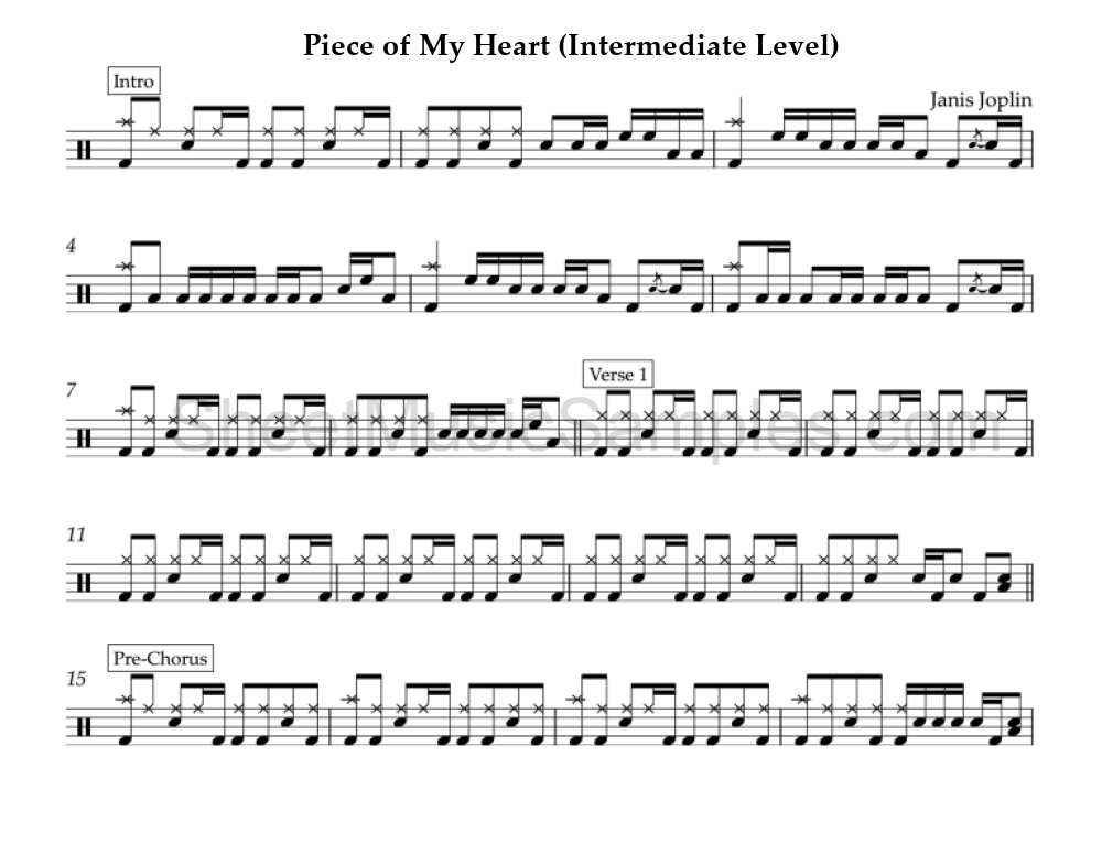 Piece of My Heart (Intermediate Level)