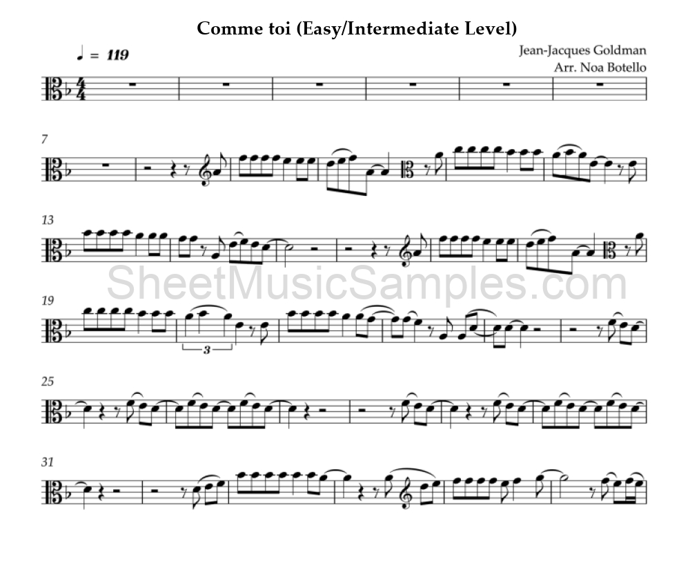 Comme toi (Easy/Intermediate Level)